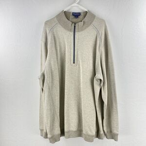 TOMMY BAHAMA‎ Sweater REVERSIBLE Cotton Blend 1/4 Zip Mens 2XT Oatmeal Beige